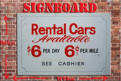 ビンテージサインボード（看板）　Rental Cars