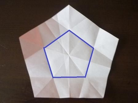 正五角形に折り線付け
