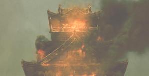炎上する大坂城