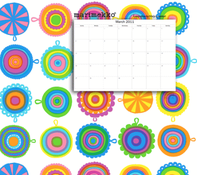 Marimekkoマリメッコ Marimekkoマリメッコのディスクトップ壁紙カレンダー 11年3月