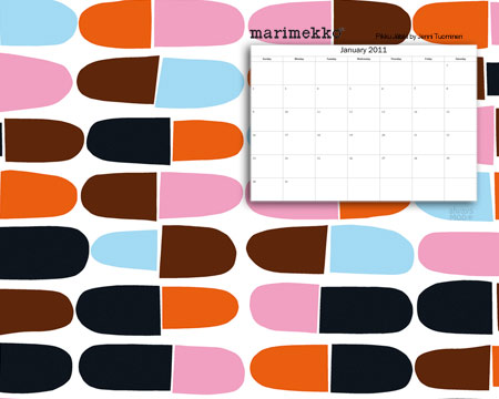 Marimekkoマリメッコ Marimekkoマリメッコのディスクトップ壁紙カレンダー 11年1月