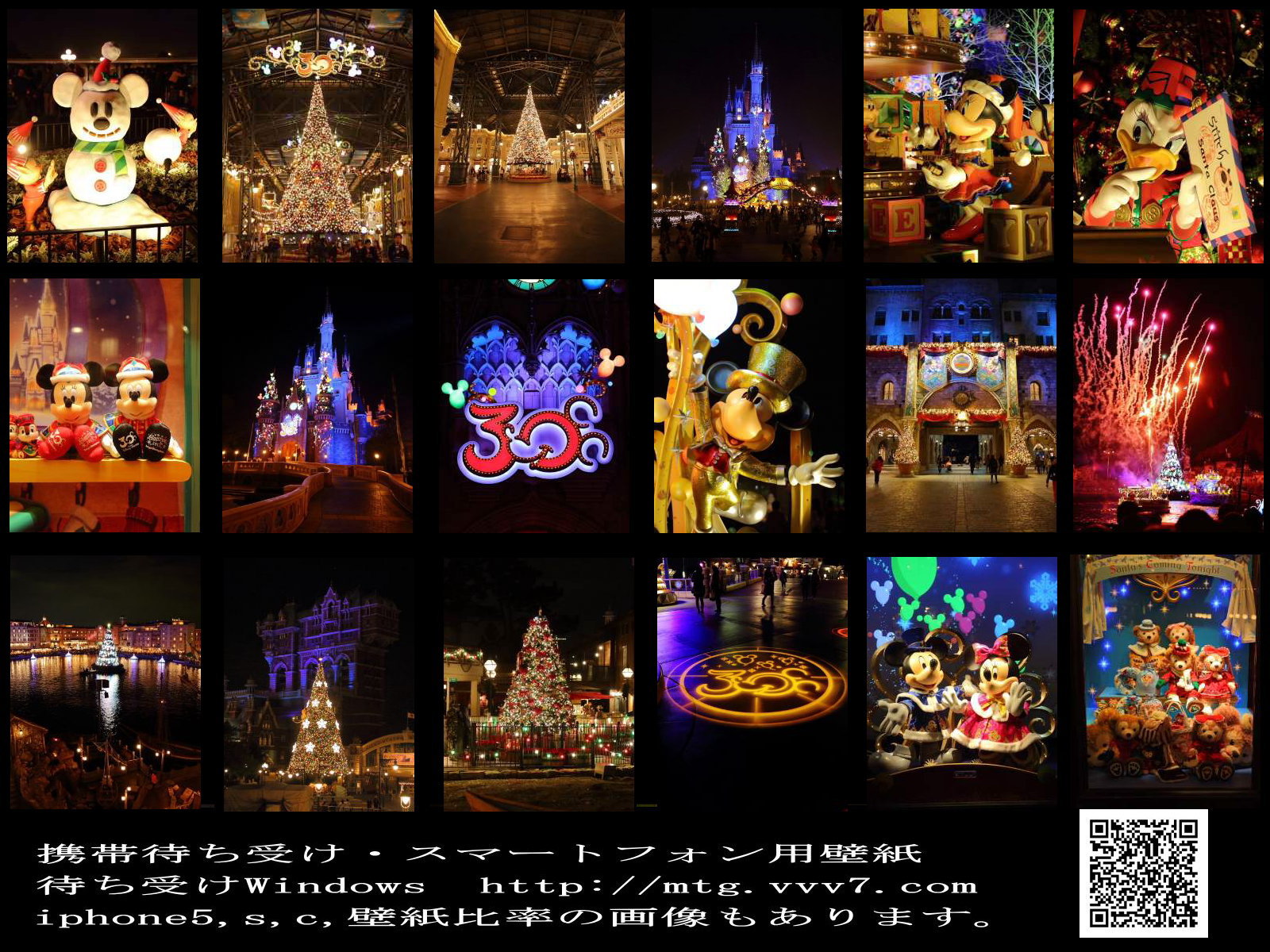 東京写真館 東京ディズニーランド 東京ディズニーシー クリスマスの待受画像 スマートフォン用壁紙