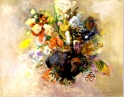 ルドンの油絵「花」１９０５～１０頃