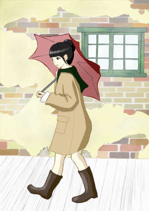 傘の女の子イラスト